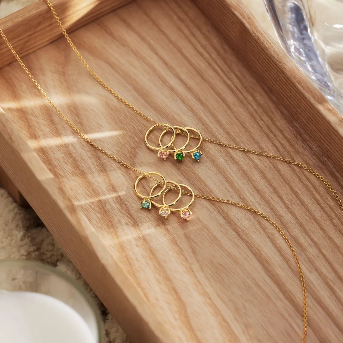 Dainty Birthstone Necklace, Family Birthstone Necklace
