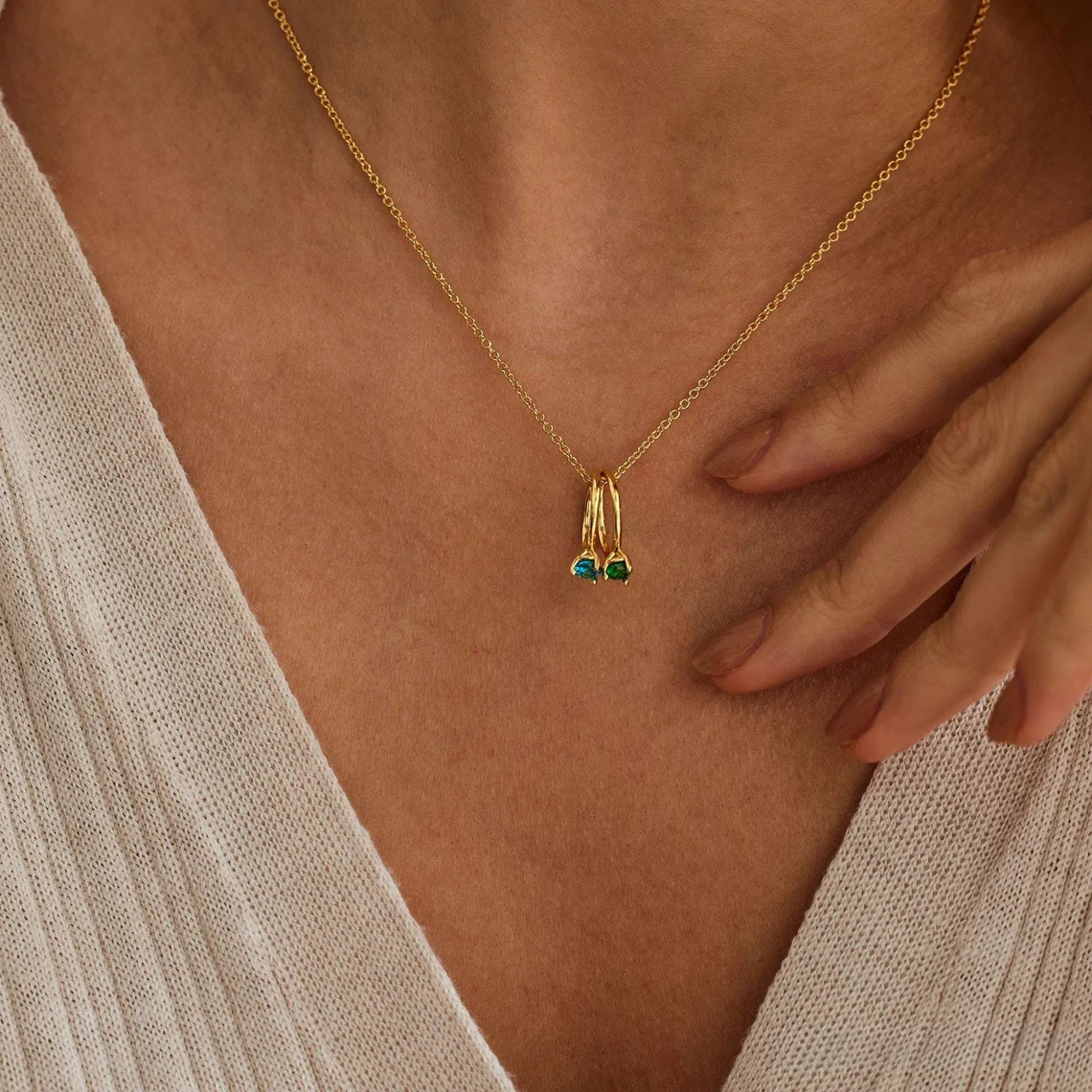 Dainty Birthstone Necklace, Family Birthstone Necklace