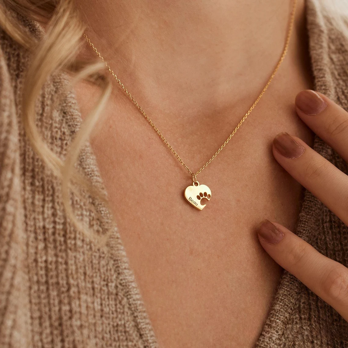 Personalised Paw Name Necklace with Heart
