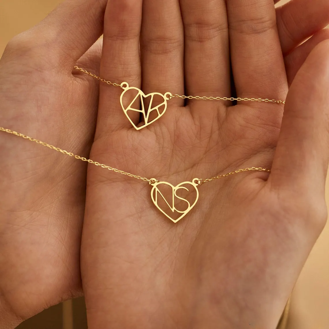 Personalised Heart Initial Necklace, Custom Letter Necklace, 