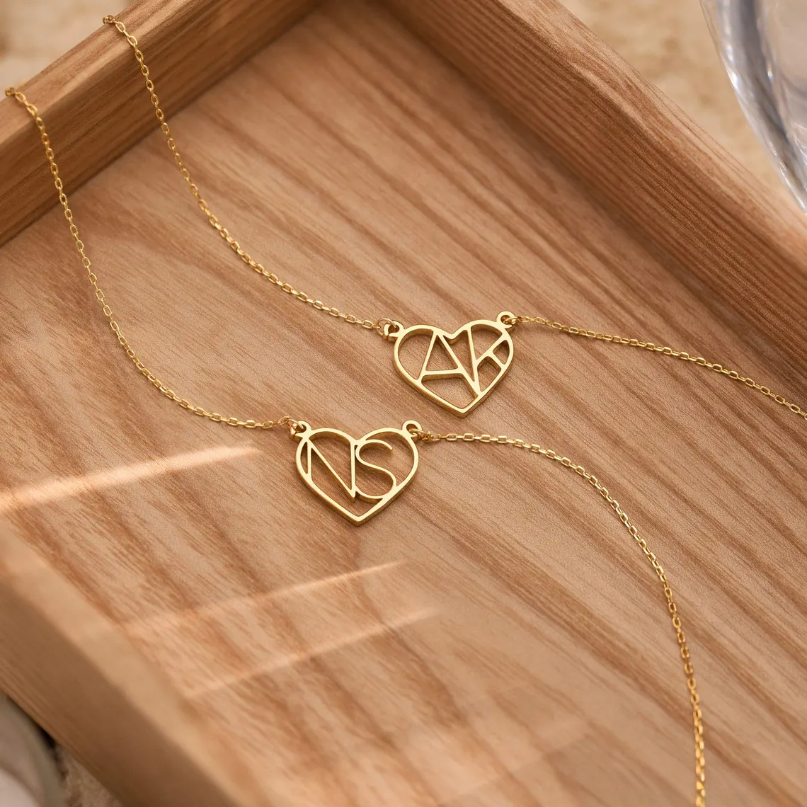Personalised Heart Initial Necklace, Custom Letter Necklace, 