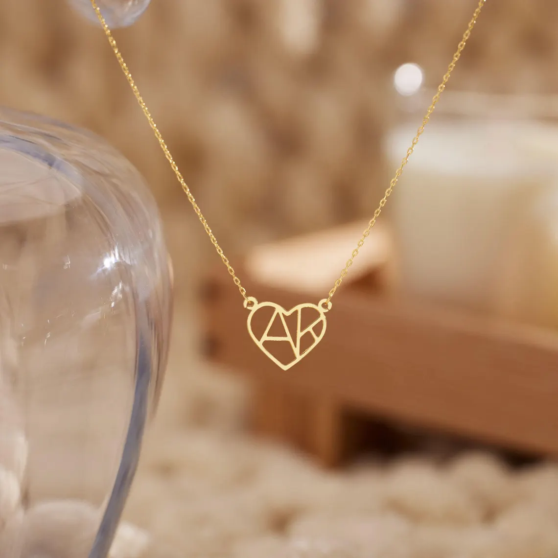 Personalised Heart Initial Necklace, Custom Letter Necklace, 