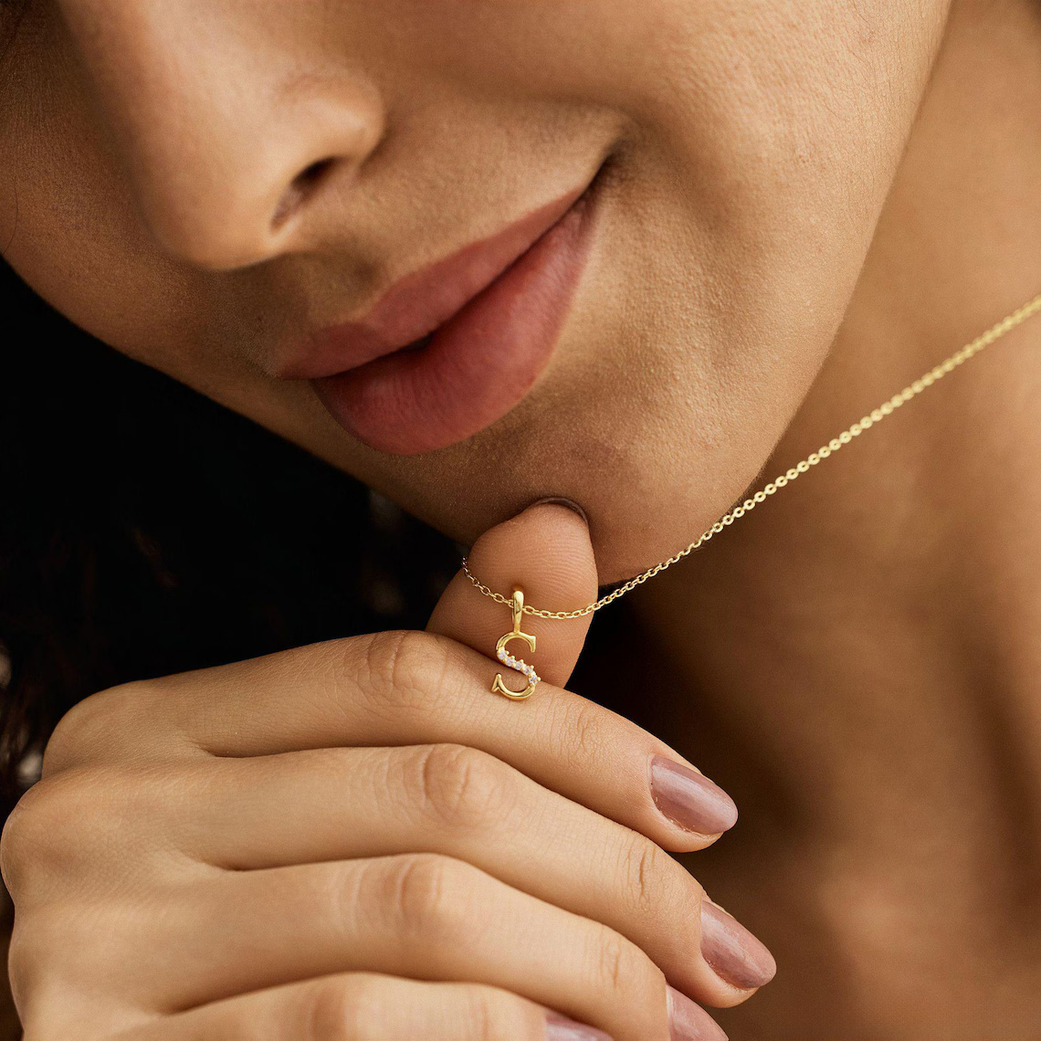 Minimalist Initial Necklace with  Diamonds
