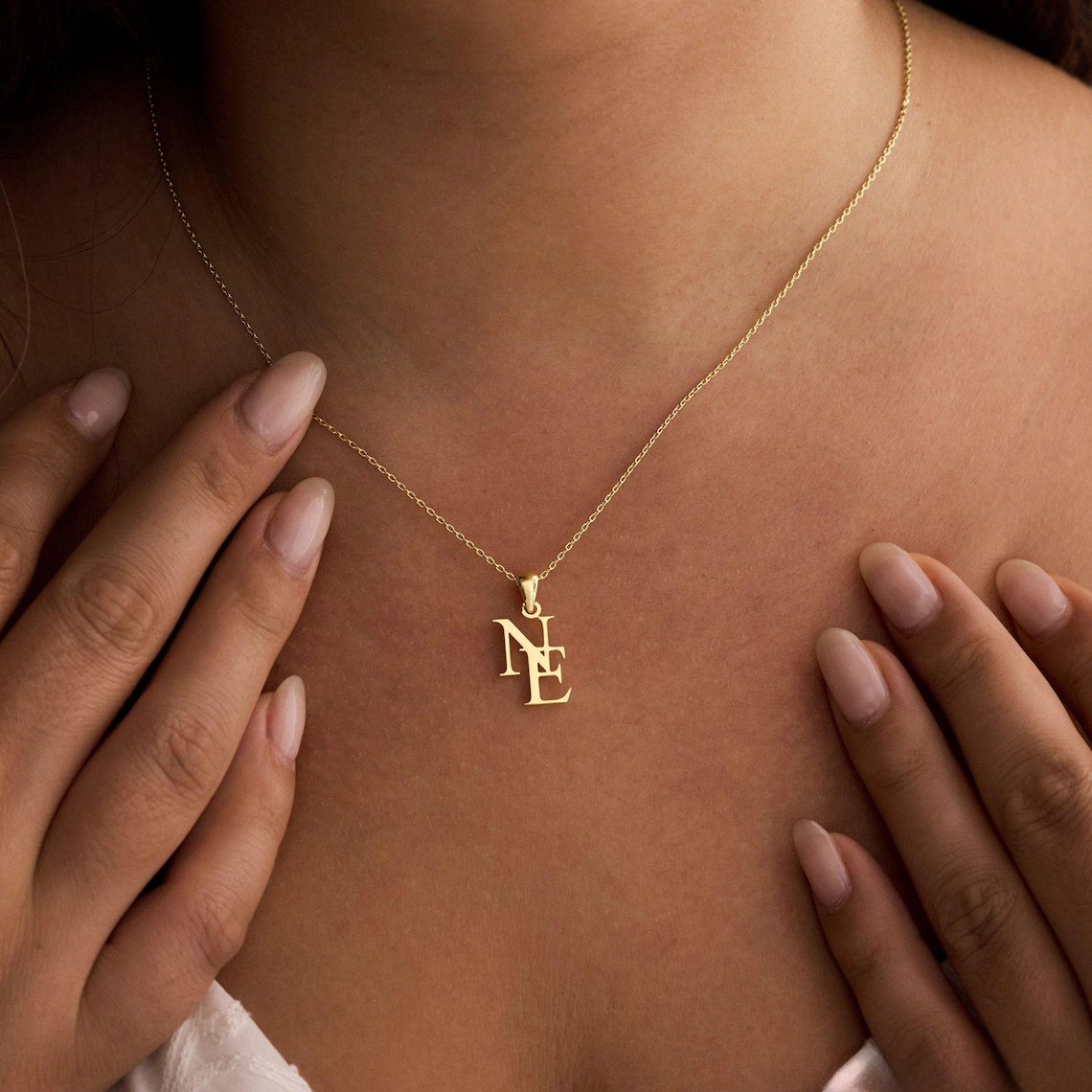 Custom Initial Necklace, Two Letter Necklace