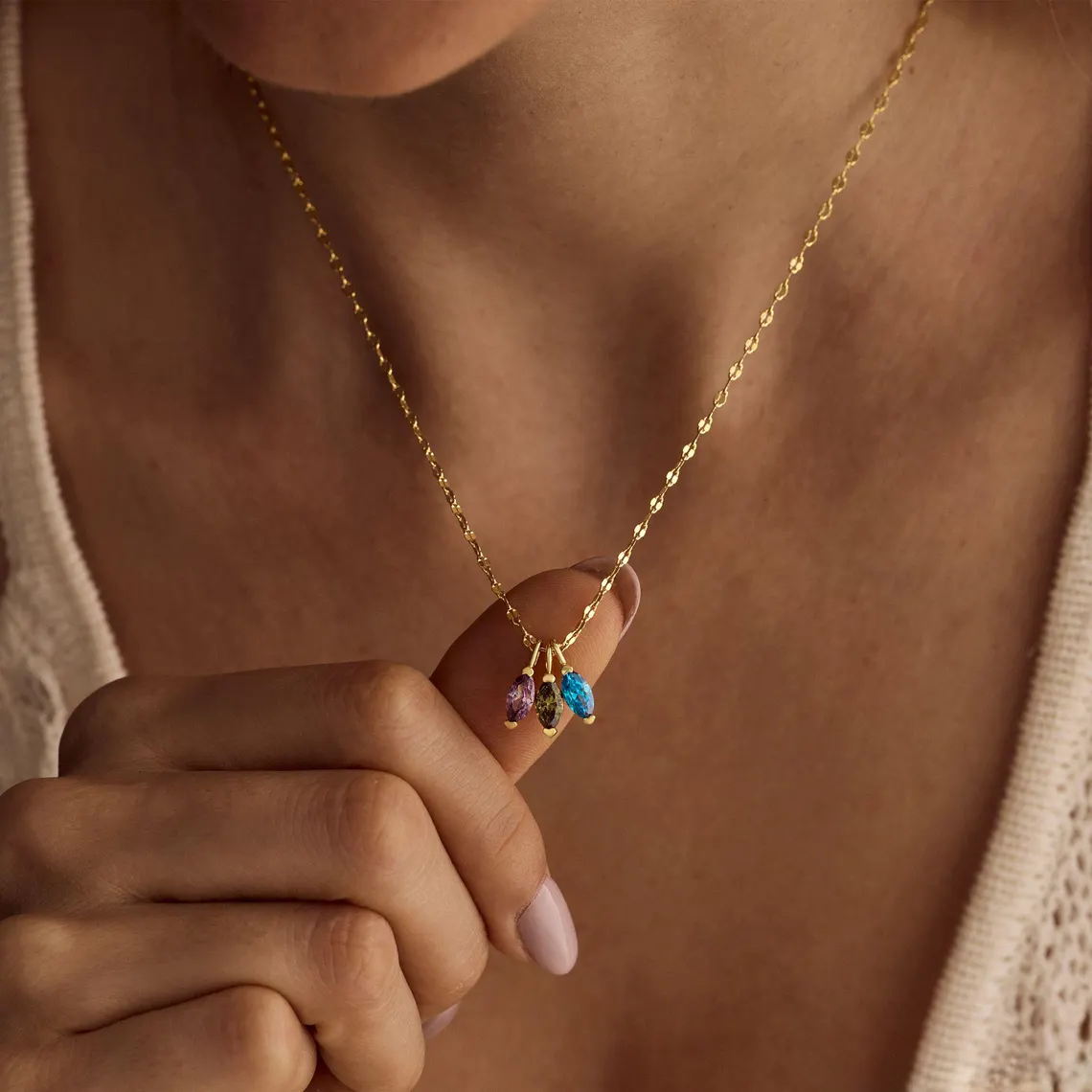 Personalised Multiple Birthstones Necklace