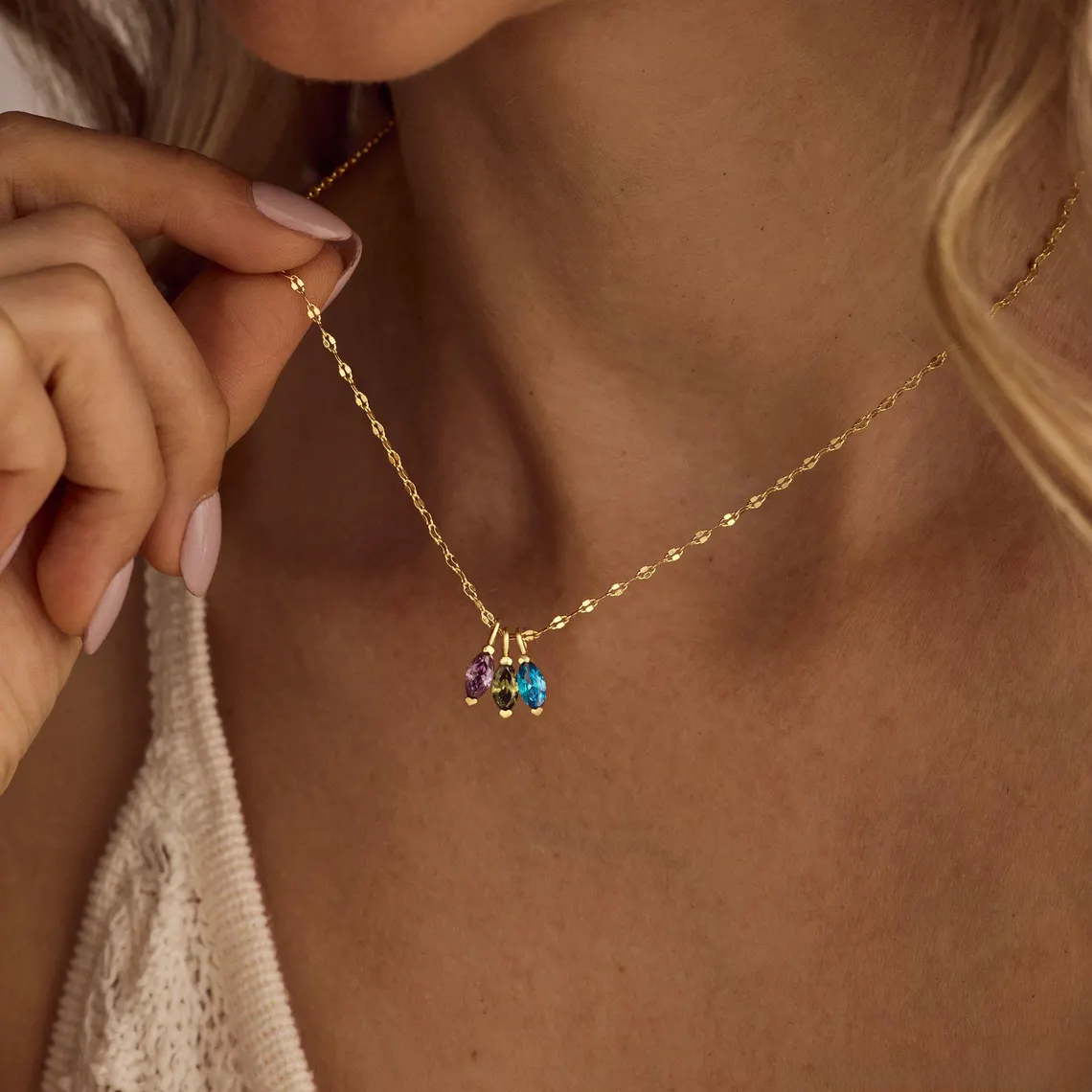 Personalised Multiple Birthstones Necklace