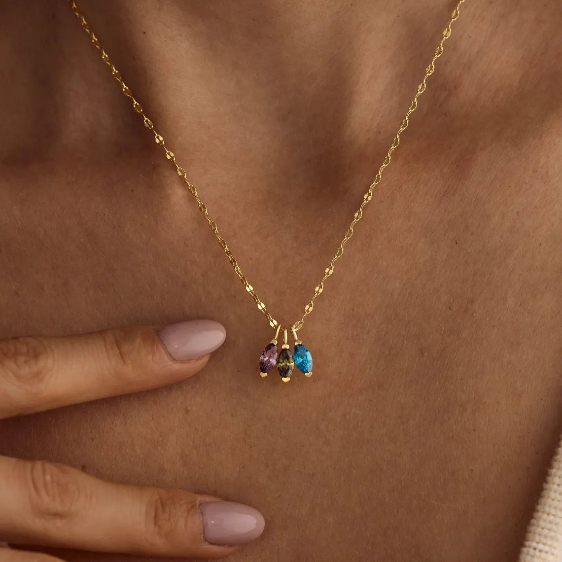 Personalised Multiple Birthstones Necklace
