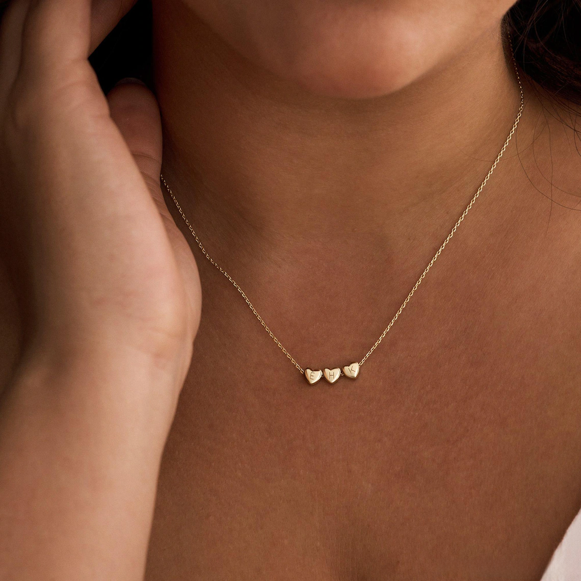 Tiny 3D Initial Heart Charm Necklace