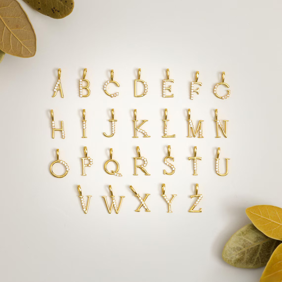 Minimalist Initial Necklace with  Diamonds