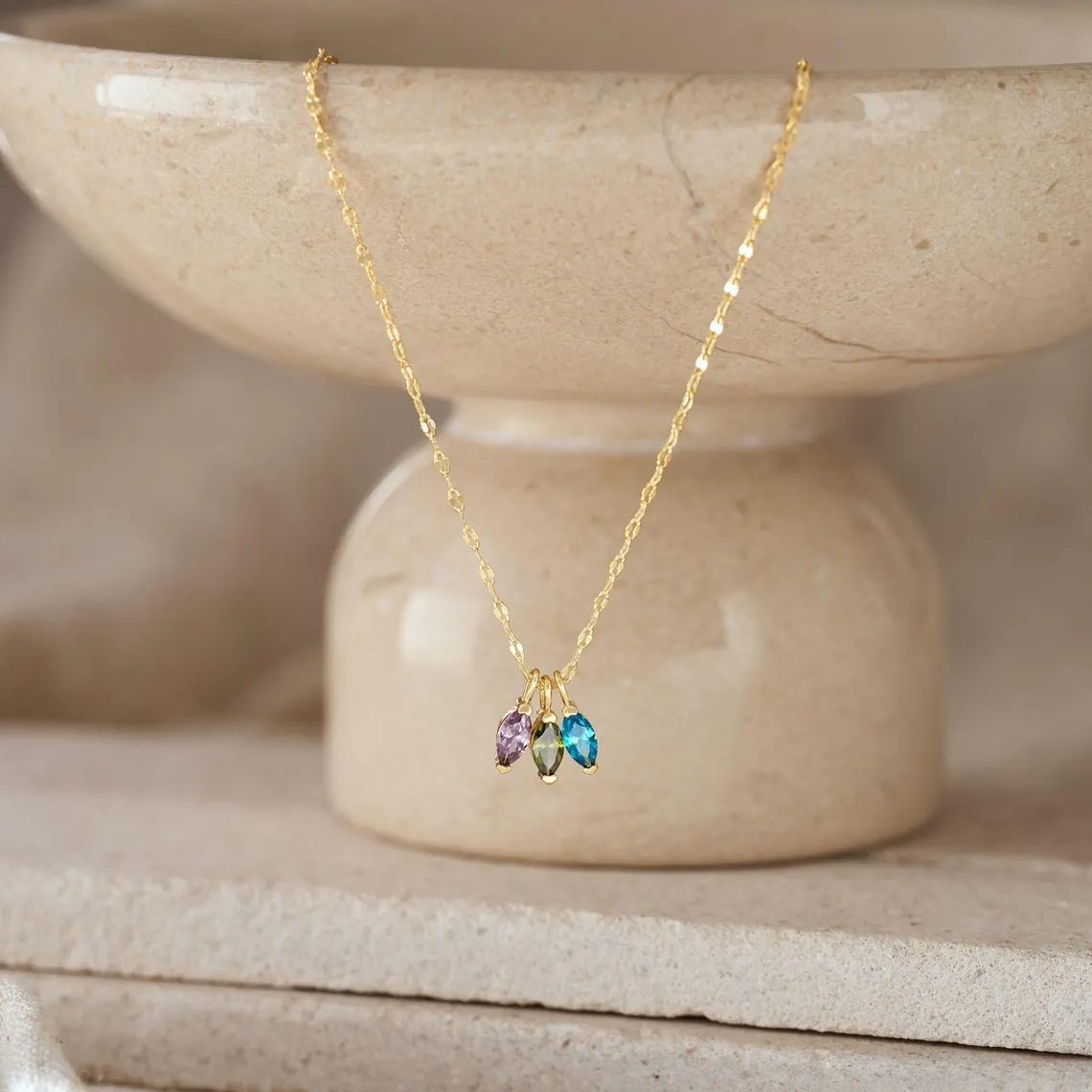 Personalised Multiple Birthstones Necklace