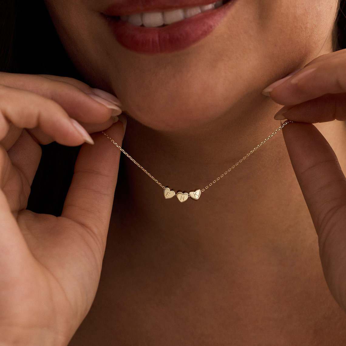 Tiny 3D Initial Heart Charm Necklace