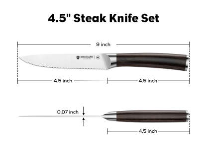 Steak Knives Set of 6 - Wooden Handle - Brodark