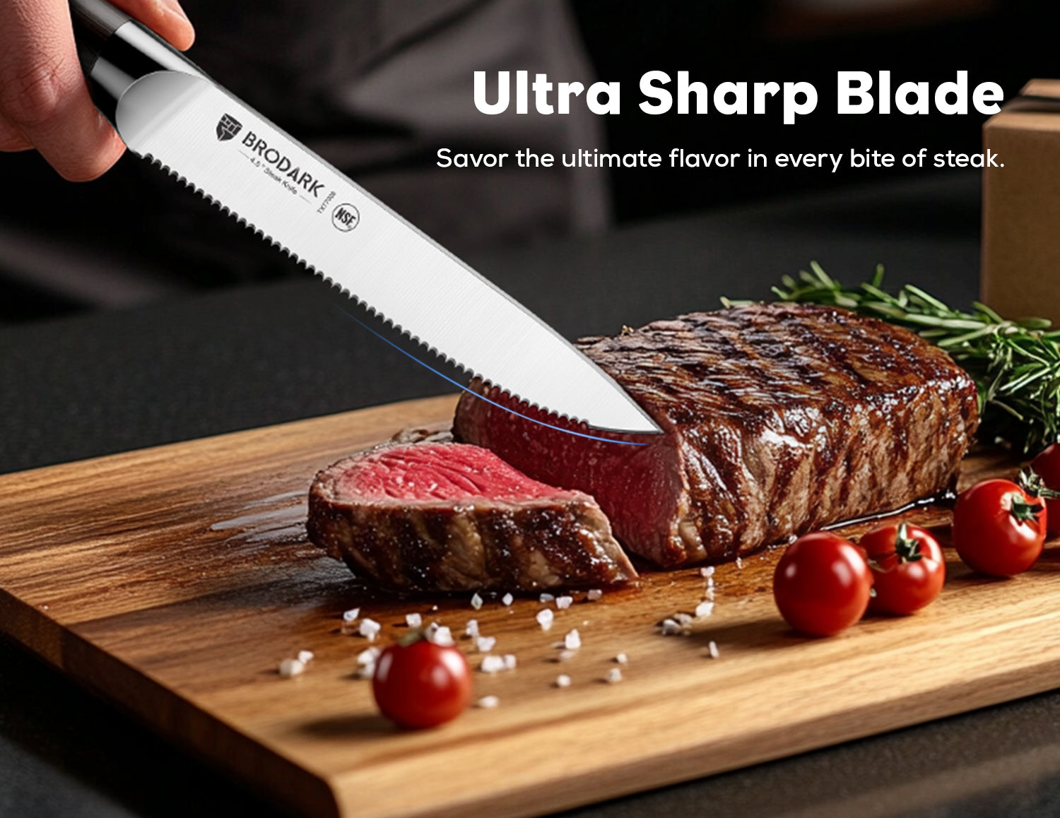 Steak Knives Set of 6 - Wooden Handle - Brodark