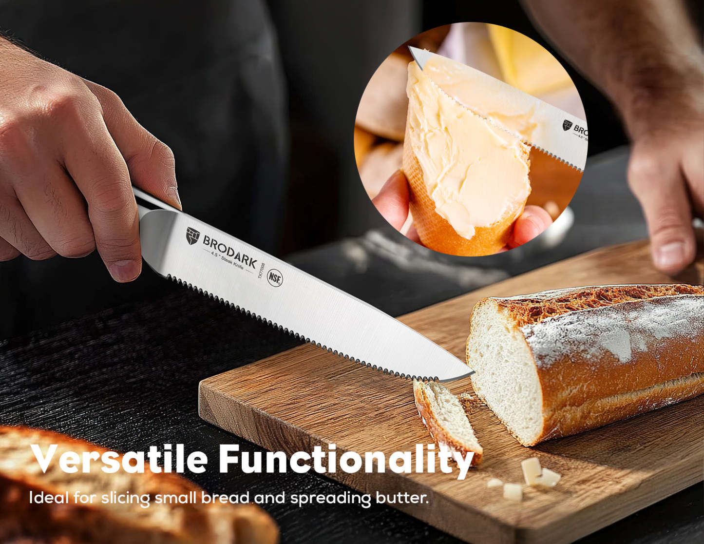 Steak Knives Set of 6 - Wooden Handle - Brodark