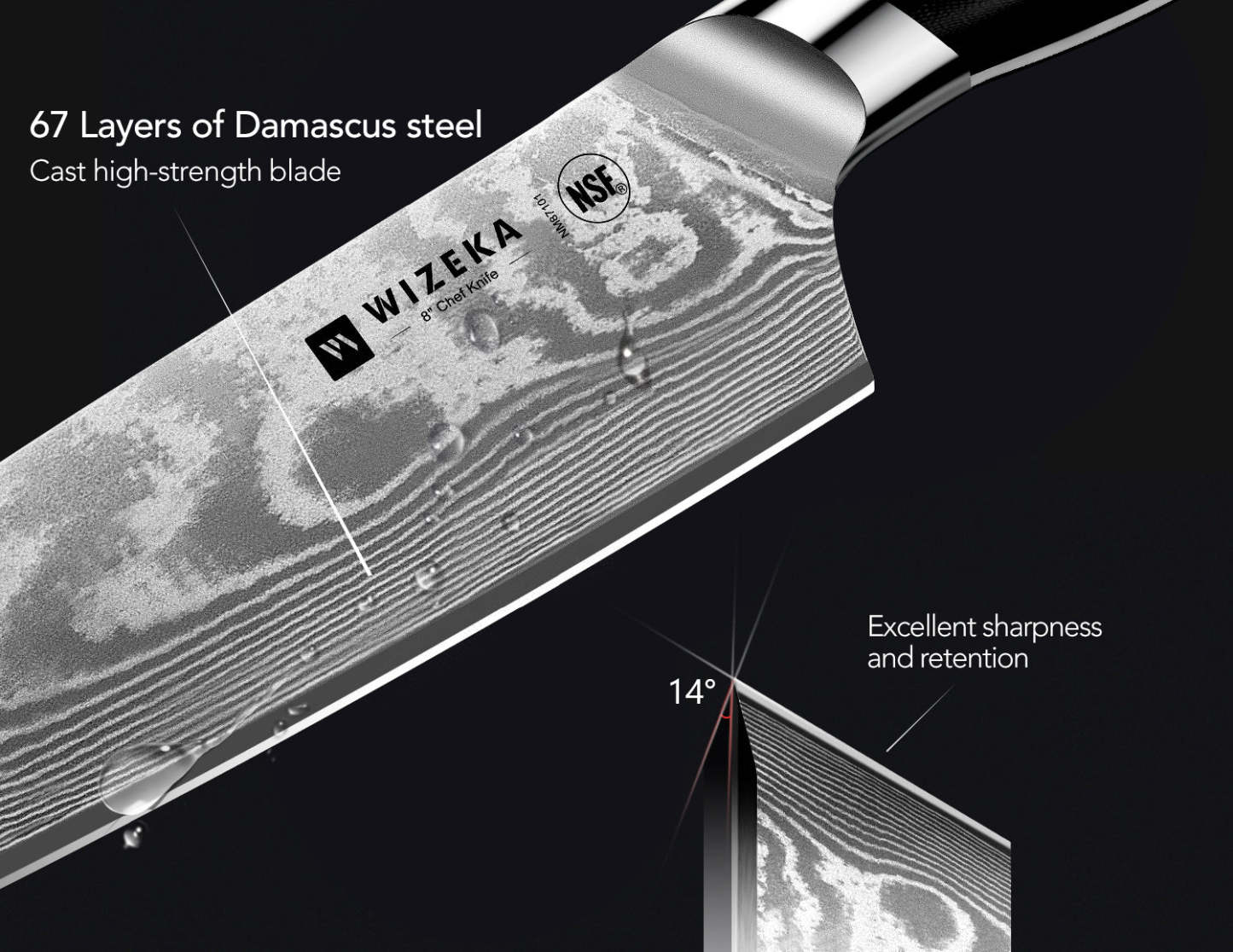 Damascus Chef Knife Set 3PCS - VG10 Core - wizeka