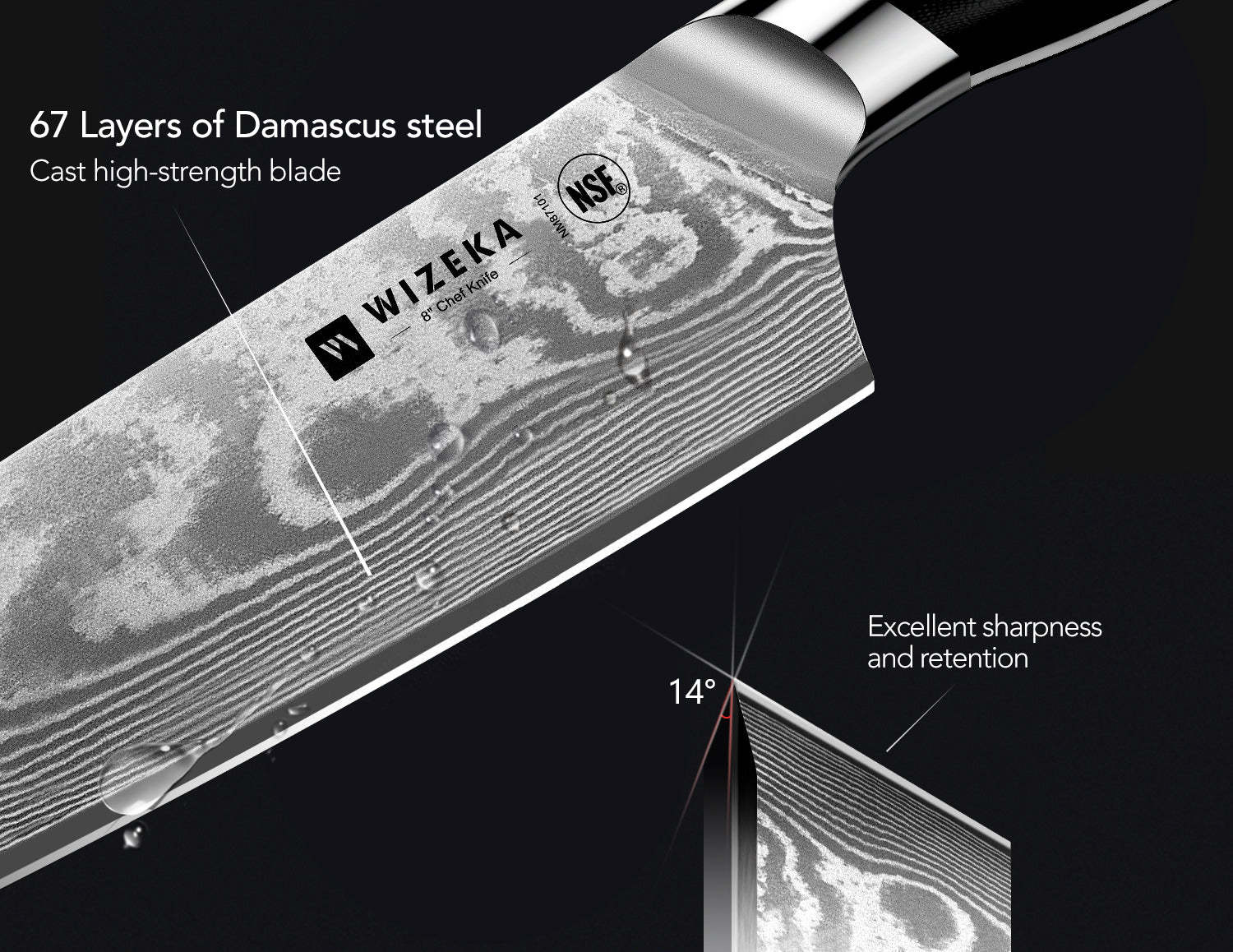 Damascus Chef Knife Set 3PCS - VG10 Core - wizeka