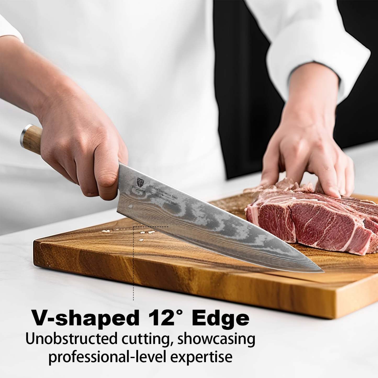 Damascus Chef Knife - Wooden Handle - Brodark