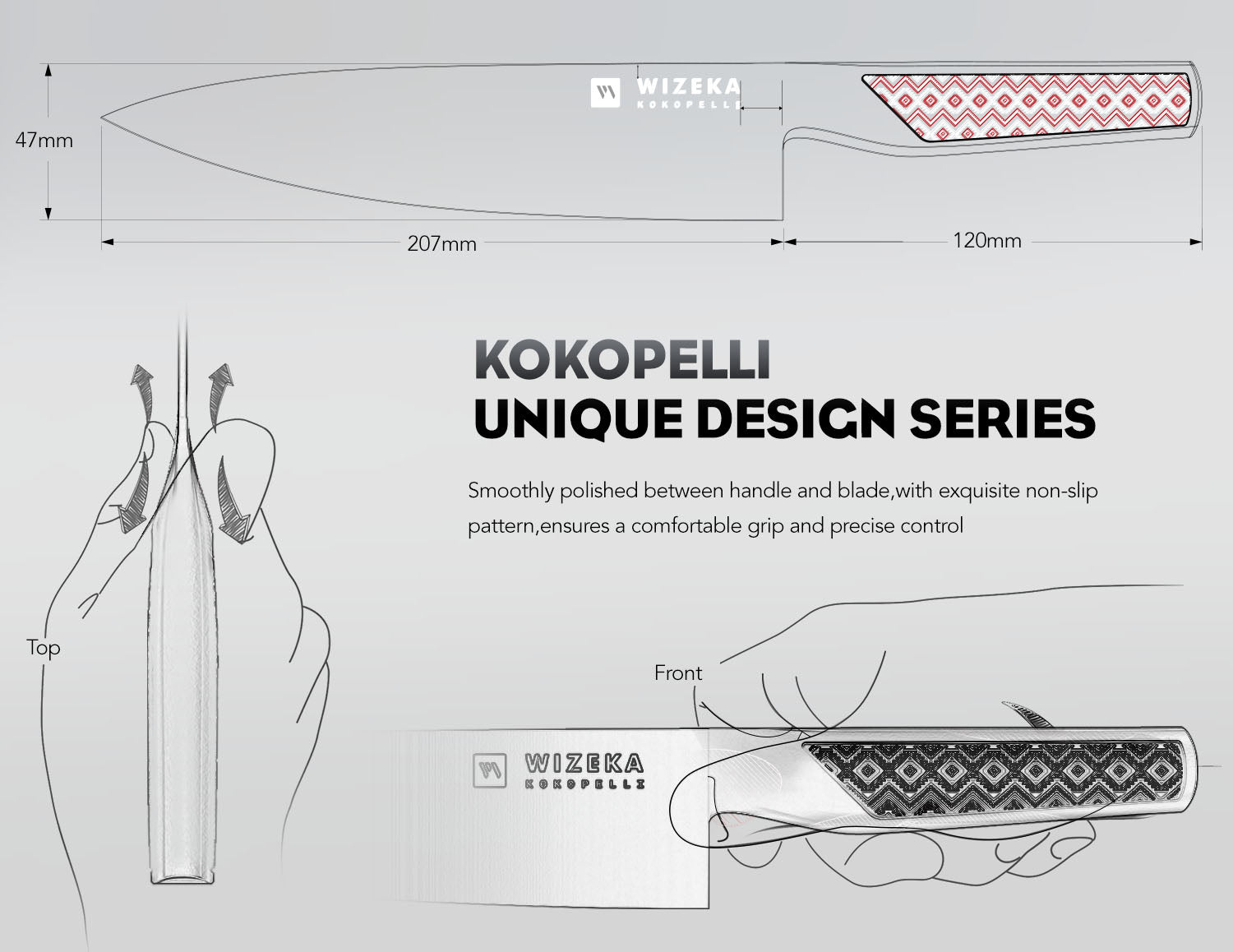 8 Inch Chef Knife - Kokopelli - wizeka