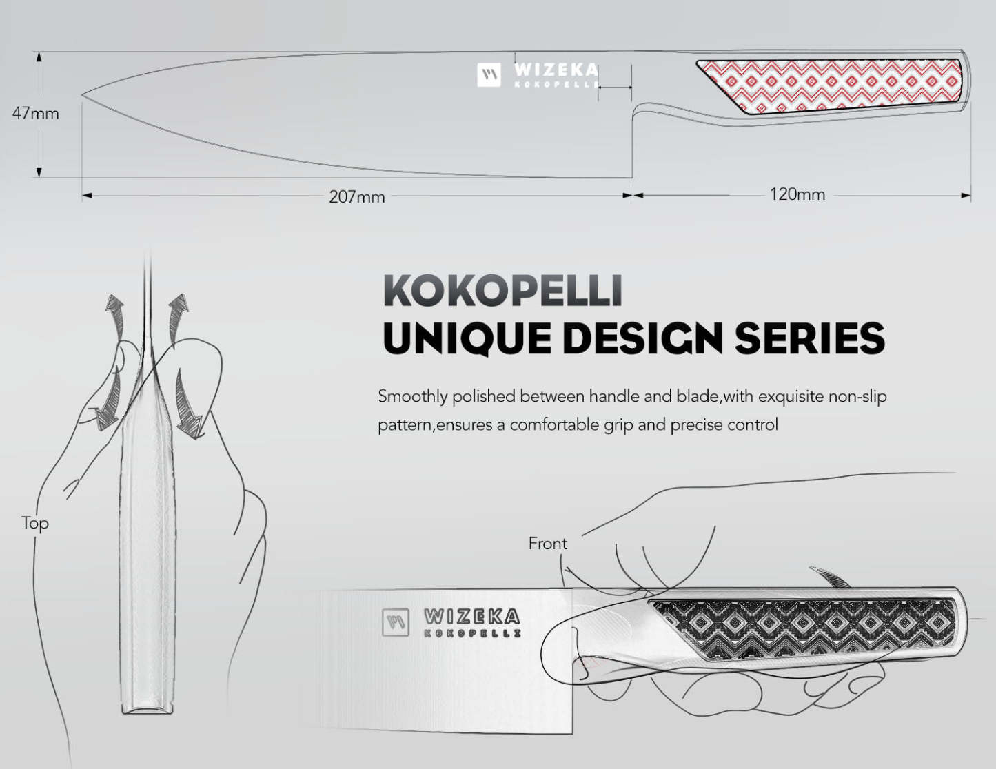8 Inch Chef Knife - Kokopelli - wizeka