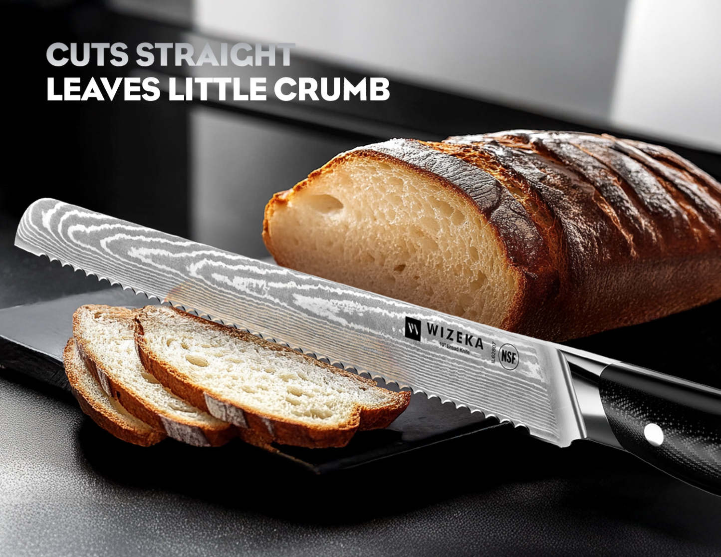 Damascus Serrated Bread Knife - wizeka
