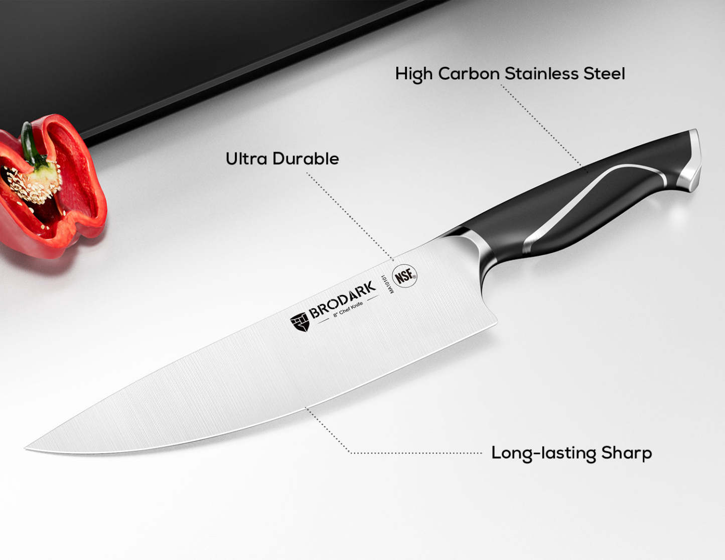 Kitchen Knife Set with Block 15PCS - Eclipse Series - Brodark