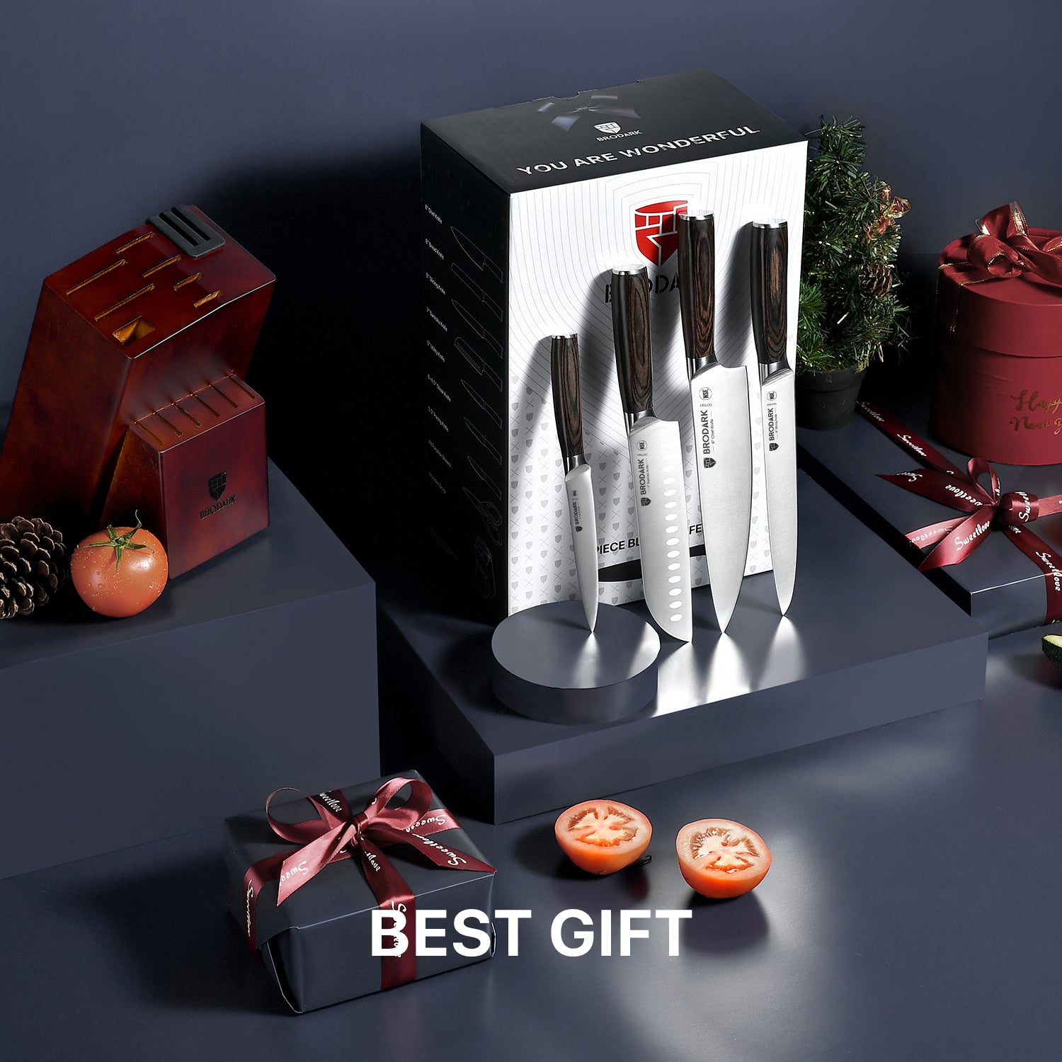 Kitchen Knife Set with Block 15PCS - Full Tang - Brodark