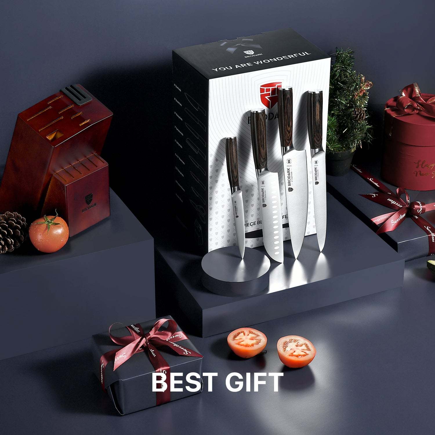 Kitchen Knife Set with Block 15PCS - Full Tang - Brodark