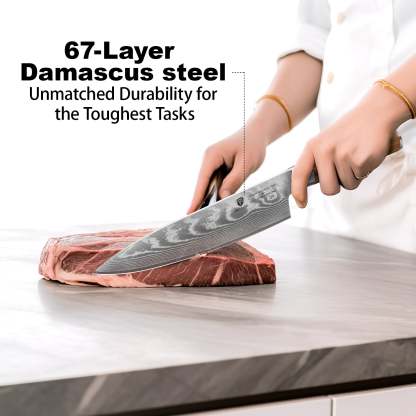 Damascus Chef Knife - Wooden Handle - Brodark