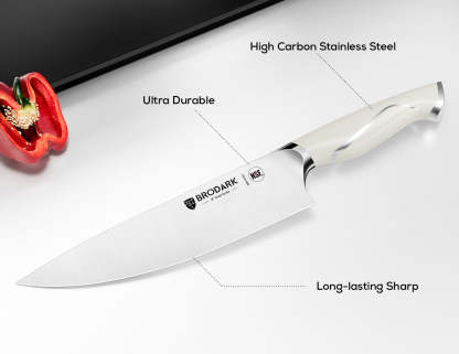 Kitchen Knife Set with Block 15PCS - Ivory Series - Brodark