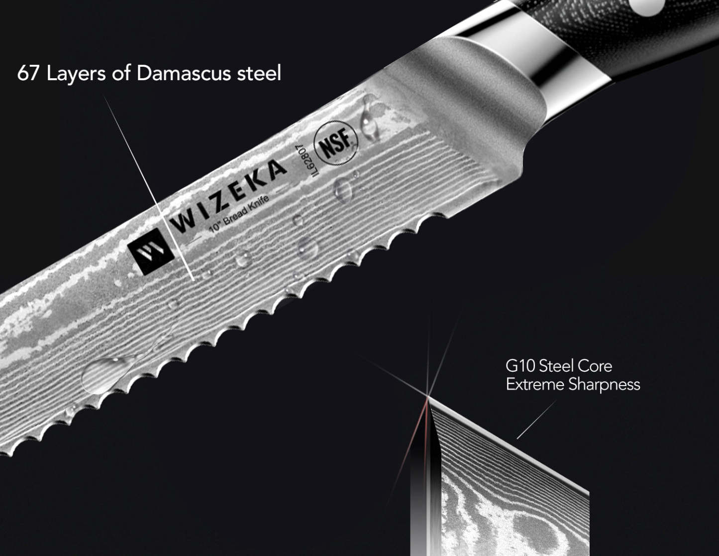Damascus Serrated Bread Knife - wizeka
