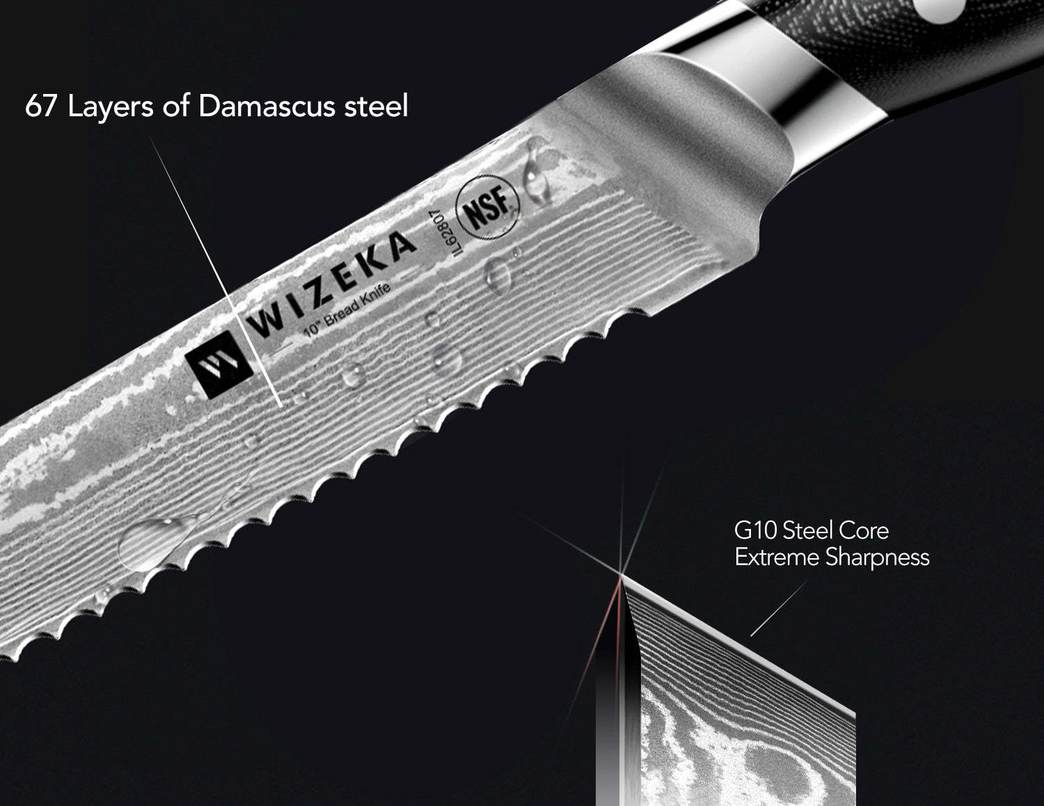 Damascus Serrated Bread Knife - wizeka