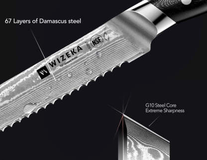Damascus Serrated Bread Knife - wizeka