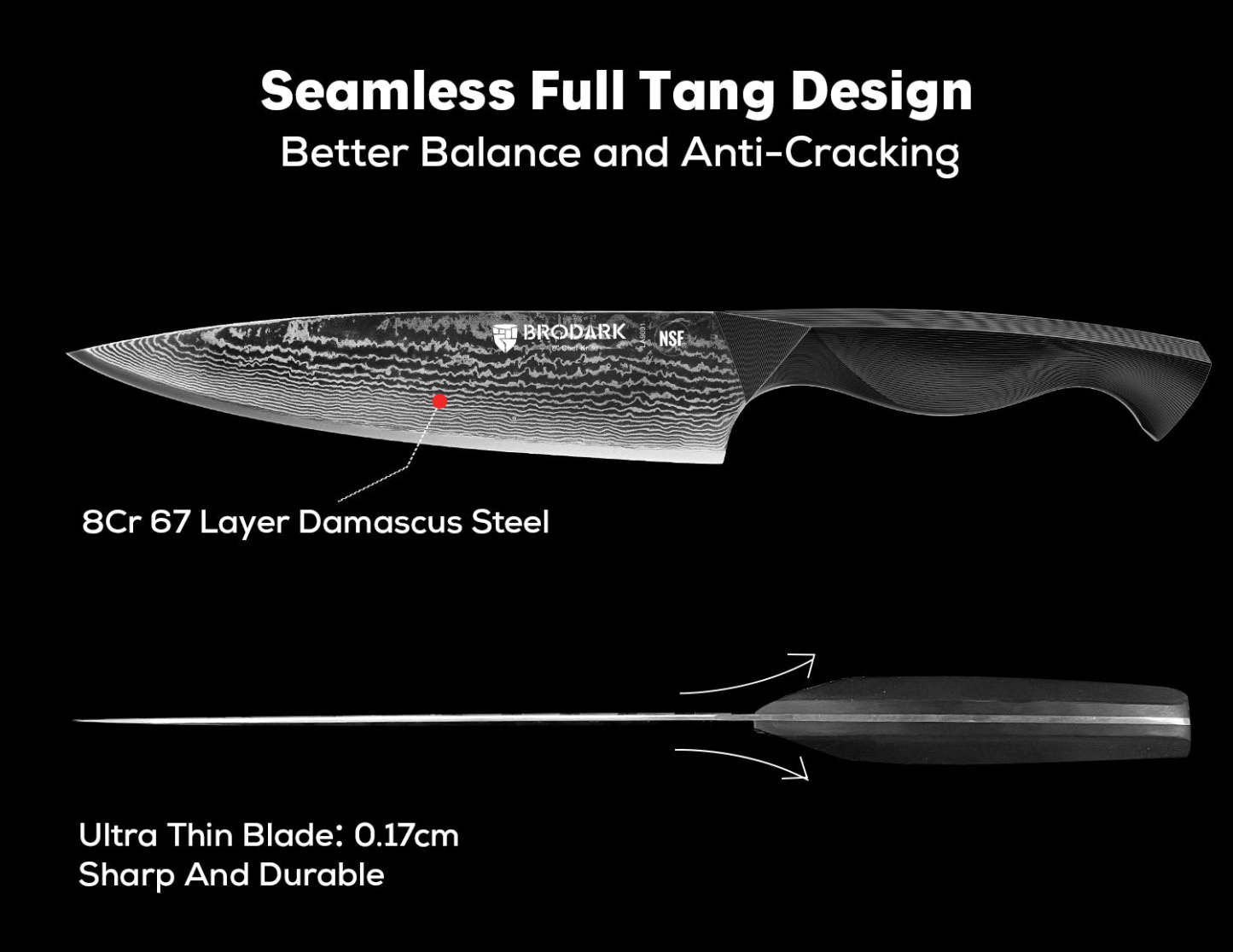 Damascus Chef Knife Set 3PCS - Dark Horse Series - Brodark