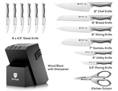 Kitchen Knife Set with Block 15PCS - Shark Series - Brodark
