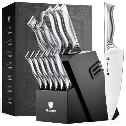 Kitchen Knife Set with Block 15PCS - Shark Series - Brodark