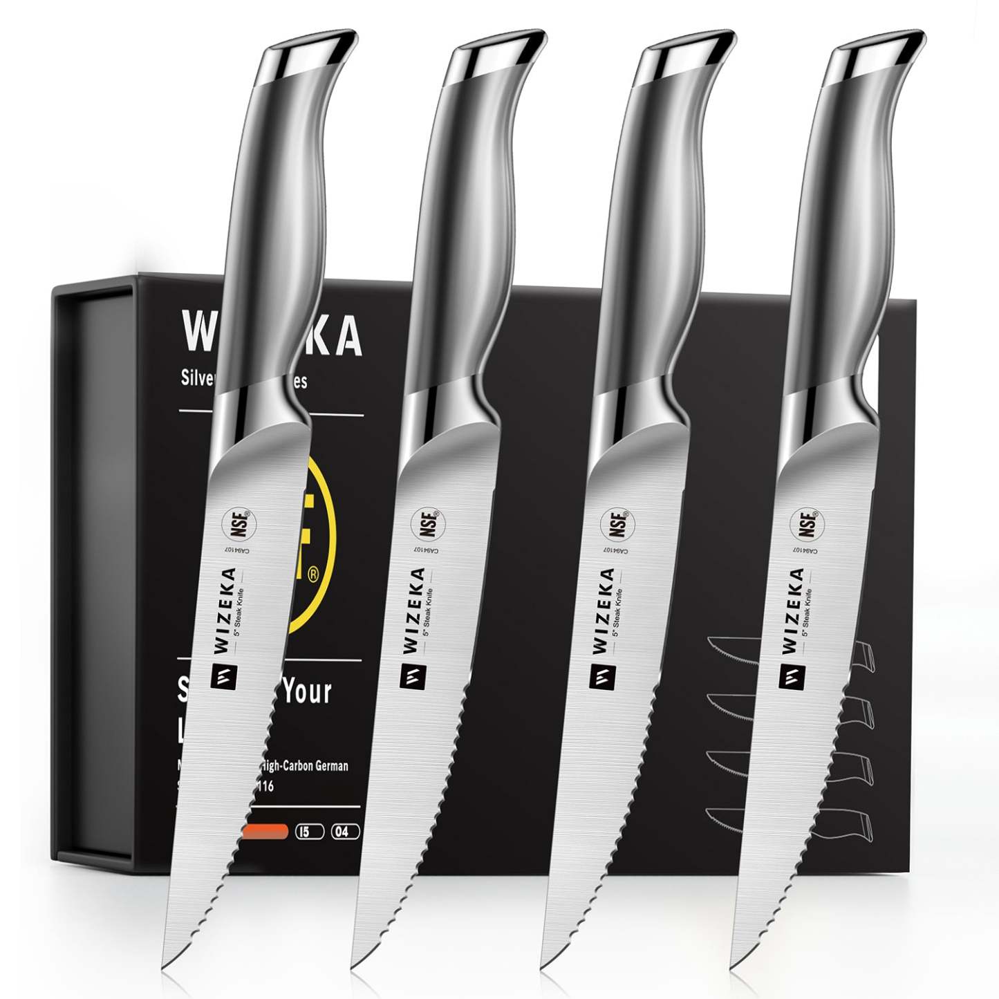 Steak Knives Set of 4 - Silver Wings Series - wizeka
