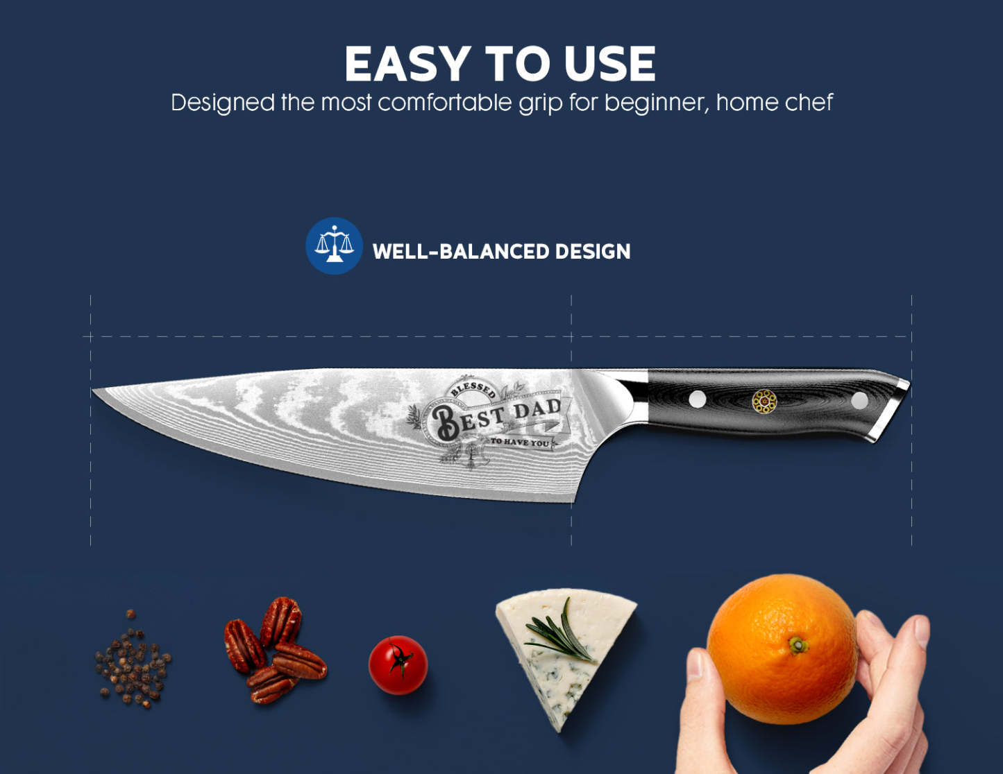 Damascus Chef Knife - Father - asetyhome