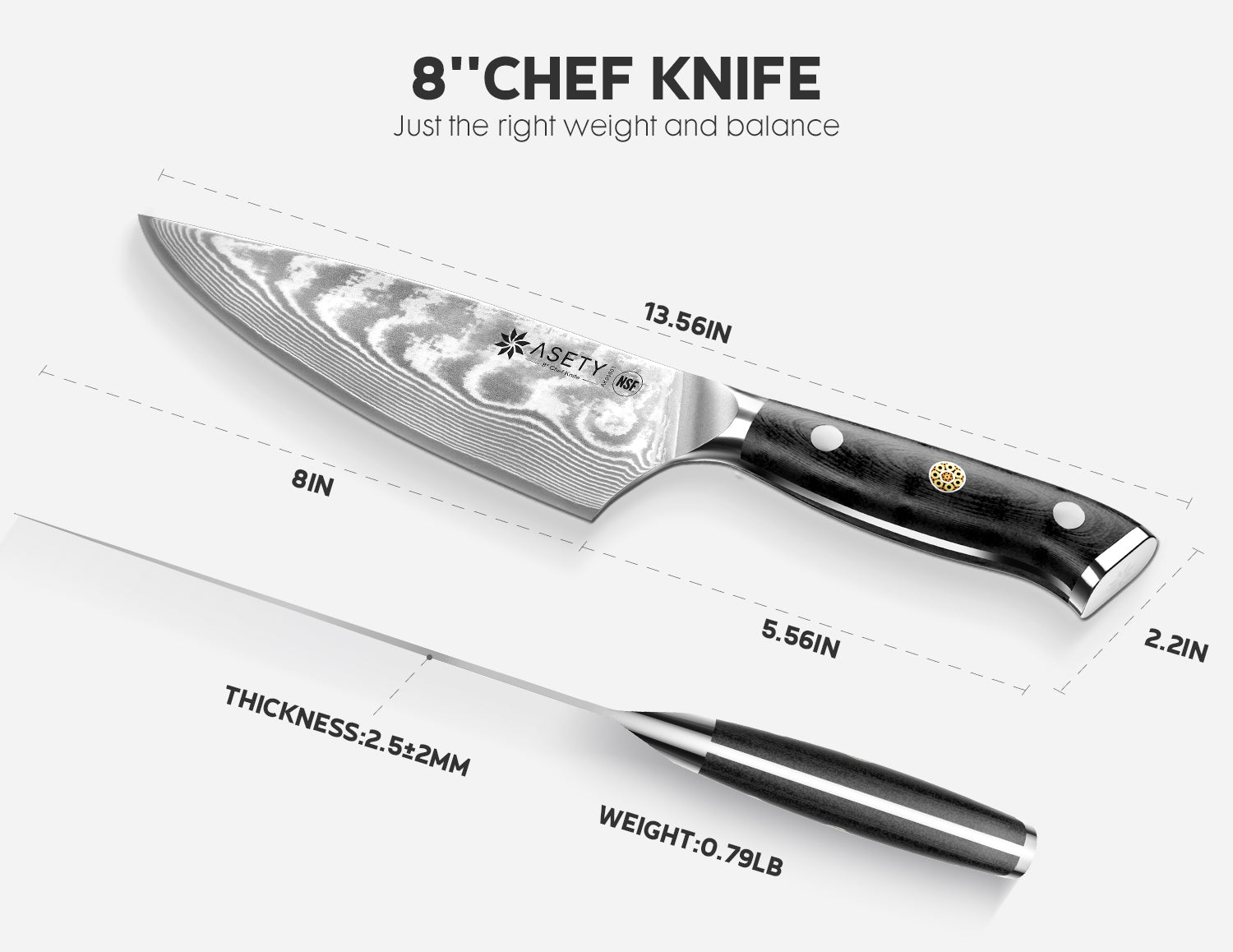 Damascus Chef Knife - VG10 Core - asetyhome
