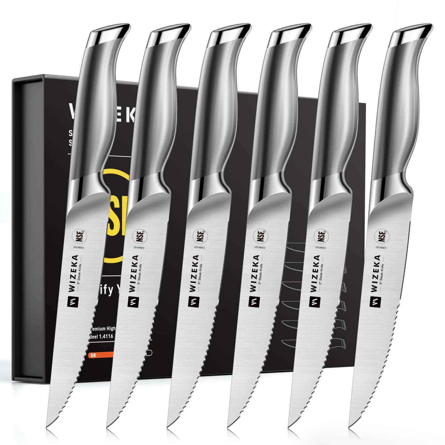Steak Knives Set of 6 - Silver Wings Series - wizeka