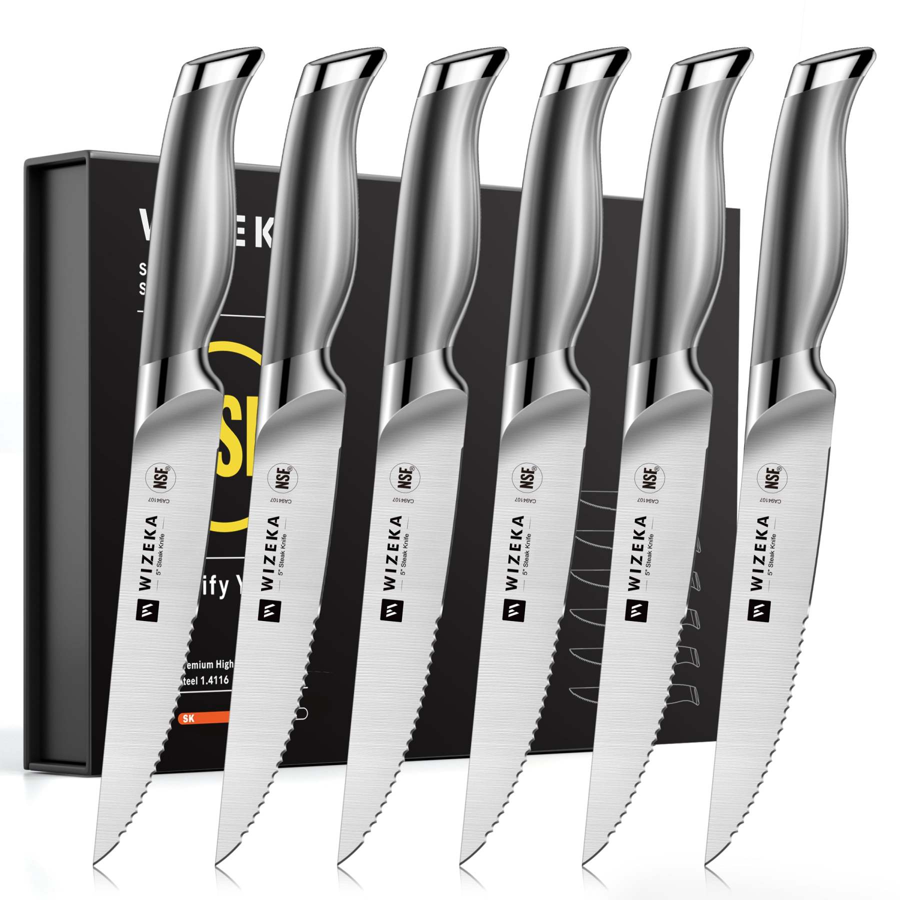 Steak Knives Set of 6 - Silver Wings Series - wizeka