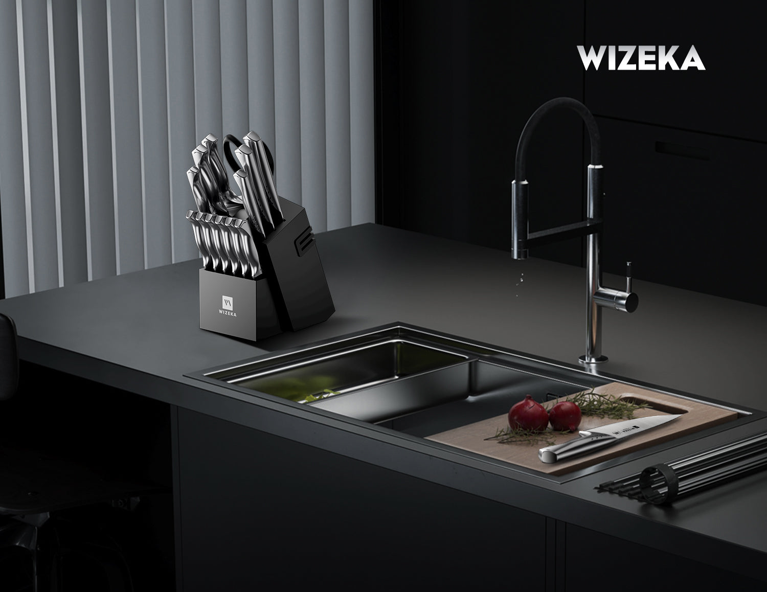 Kitchen Knife Set with Block 15PCS - Jaguar Series - wizeka