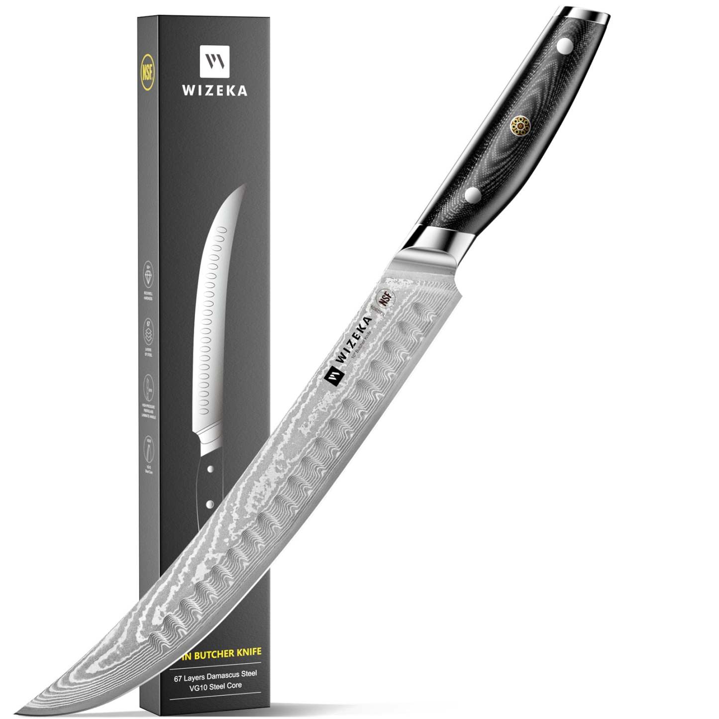 10Inch Carving Knife, VG10 Damascus Breaking Butcher Knife – Brodark