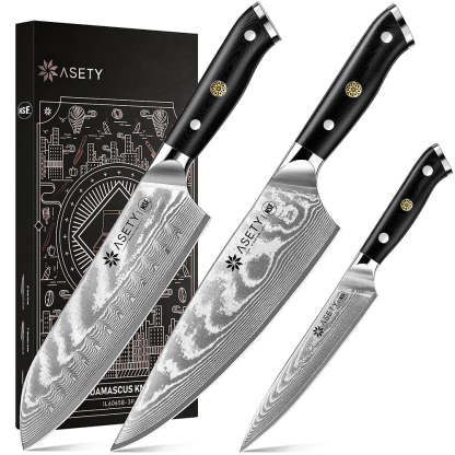 Damascus Knife Set 3PCS - Tang G10 - asetyhome