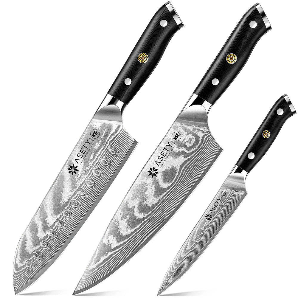 Damascus Knife Set 3PCS - Tang G10 - asetyhome