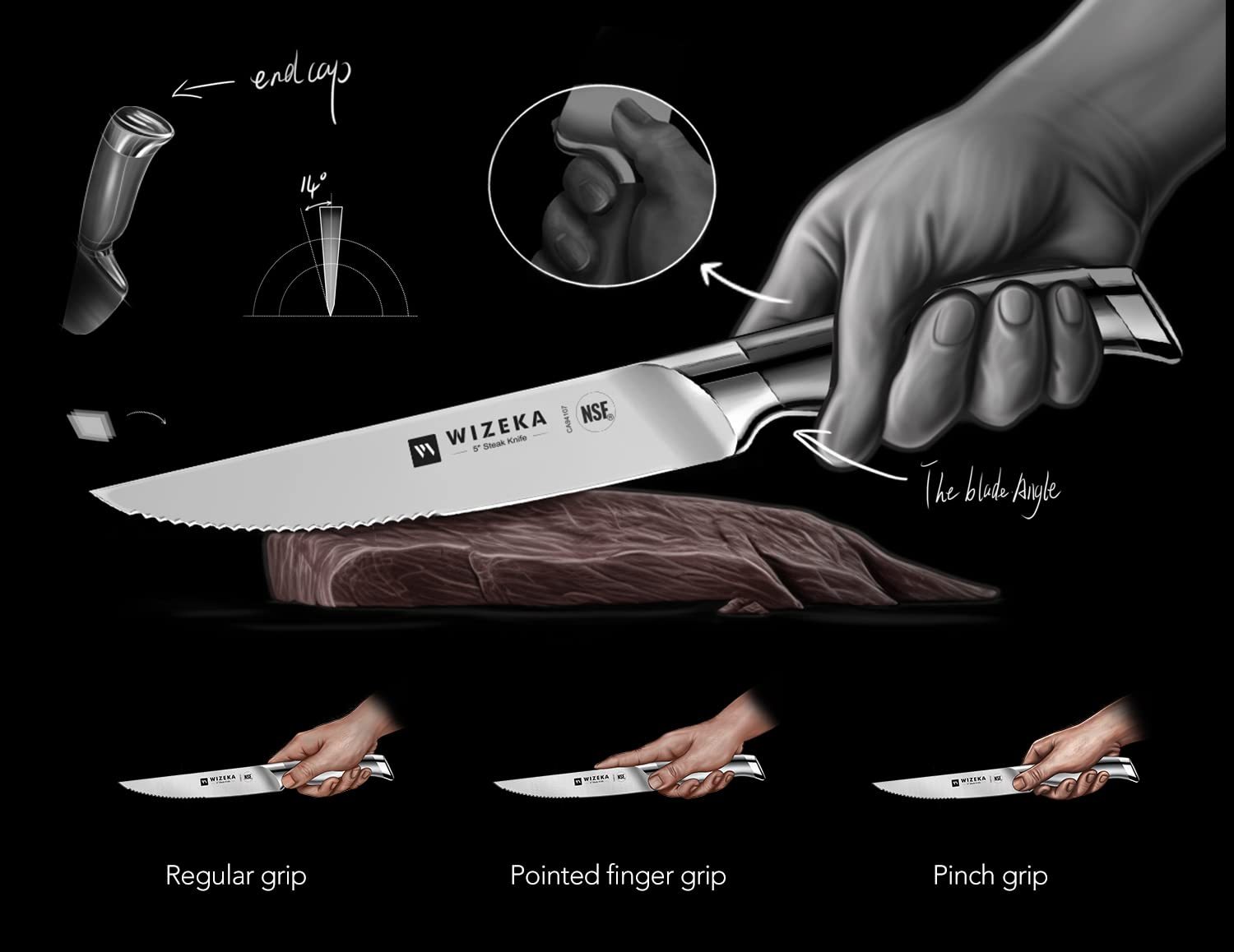 Steak Knives Set of 6 - Silver Wings Series - wizeka