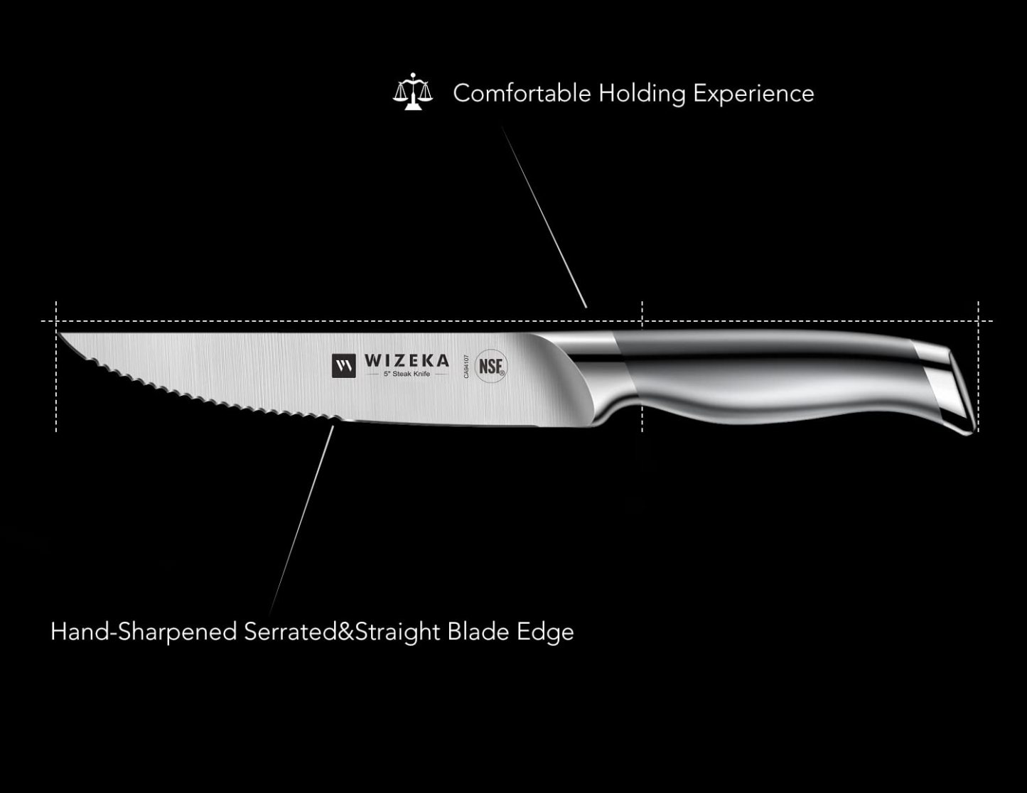 Steak Knives Set of 6 - Silver Wings Series - wizeka
