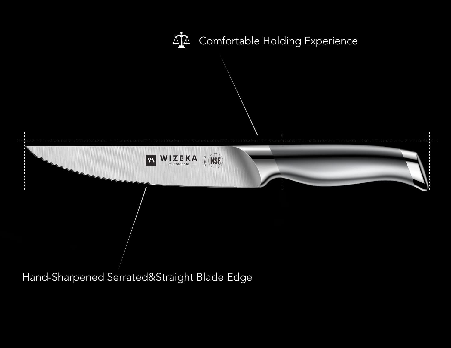 Steak Knives Set of 6 - Silver Wings Series - wizeka