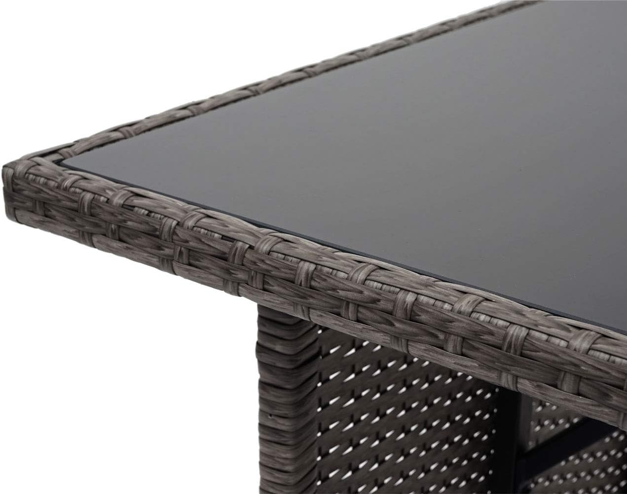 CASA MÃSURARULUI FURNITURE COMPANY Poly-Rattan Esstisch HWC-G16, Esszimmertisch Gartentisch Tisch, Gastronomie 112x60cm - grau