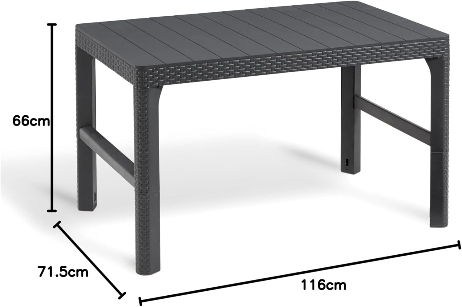 CASA MÃSURARULUI FURNITURE COMPANY Gartentisch Lyon, graphit, höhenverstellbar, vom Lounge- zum Esstisch, Kunststoff, 116 x 71,5 x 66,5 cm, wetterfest Grijs