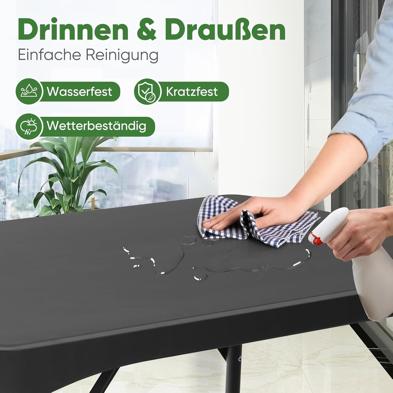 CASA MÃSURARULUI FURNITURE COMPANY Bierzeltgarnitur Klappbar Kunststoff | 113 x 61 cm Esstisch Set mit 2 Bänken für 4 Personen | Festzeltgarnitur für drinnen - draußen | Biertisch Set Garten (Schwarz)